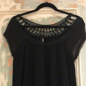 Crochet lace neck dress